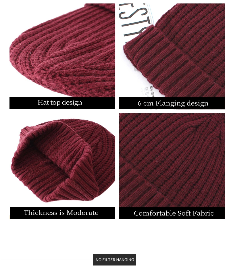 New Winter Beanie Hat Knitted Acrylic Cap Men Women Beanie High Quality Warm Hats Casual Hedging Caps